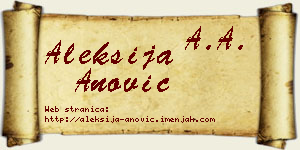 Aleksija Anović vizit kartica
